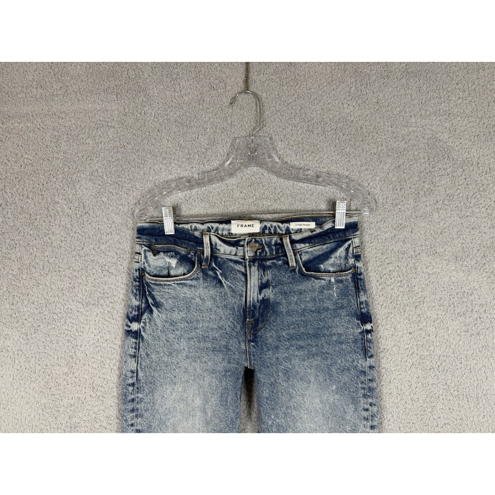FRAME Le High Straight Ankle Jeans Womens 28 Lombard Bleach‎ Acid Wash Blue - Picture 4 of 10